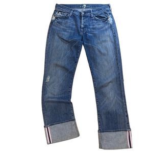 7 for all man kind boy cut distressed denim jeans size 29